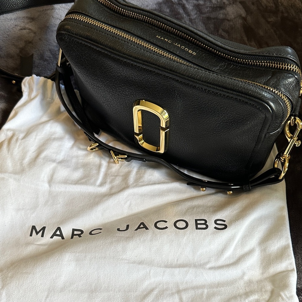Marc Jacobs Black and Gold Leather Bag